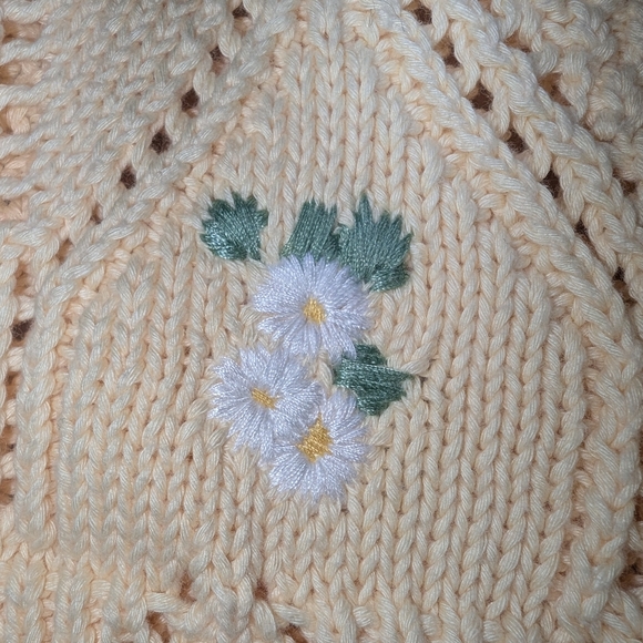 Embroidered Butter Yellow Embroidered Floral Cardigan Sweater - Picture 11 of 11
